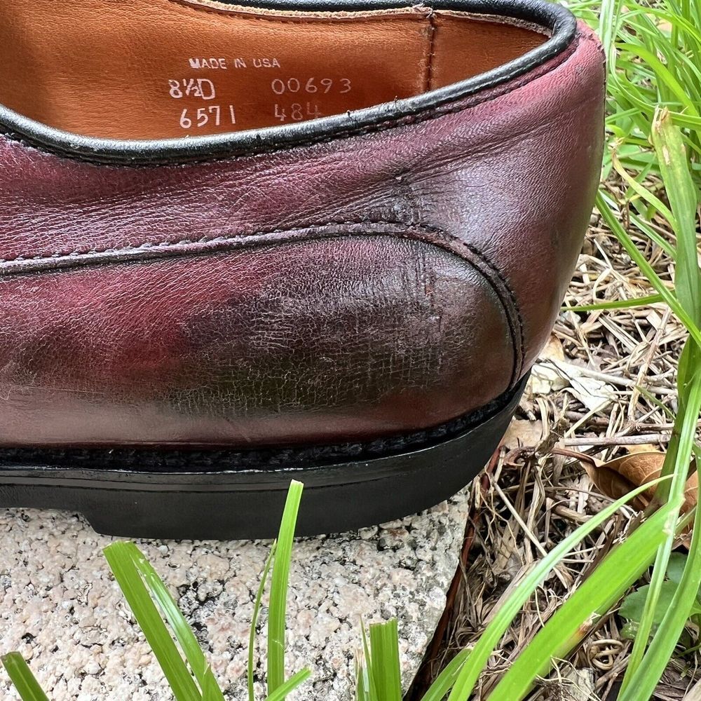 ALLEN EDMONDS BERGLAND Burgundy 8.5 D MENS CAPTOE RUBBER Vibram SOLE DRESS SHOES - Picture 4 of 10